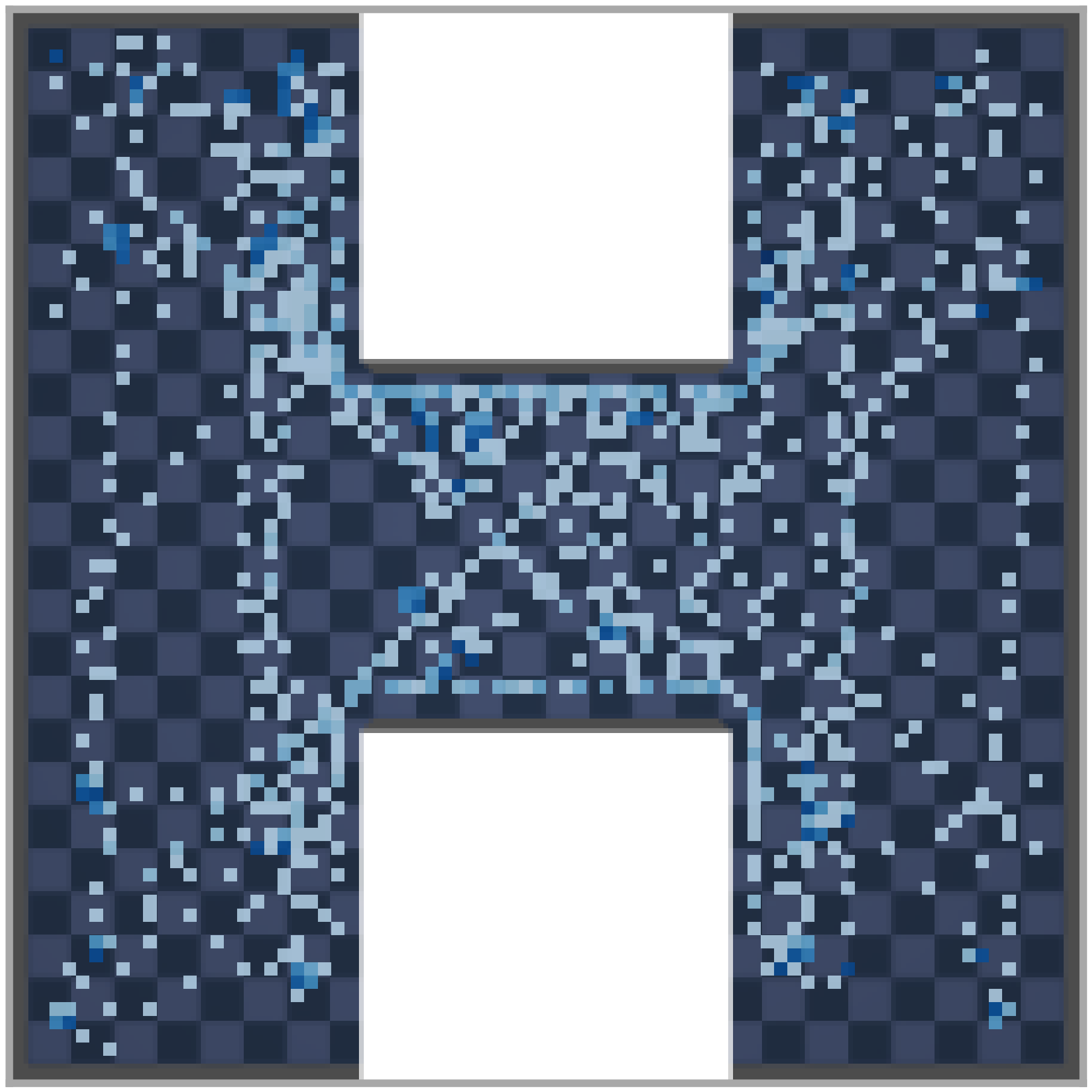 State density of expert data collection: clean goal-directed paths through the bottleneck, sparse elsewhere
