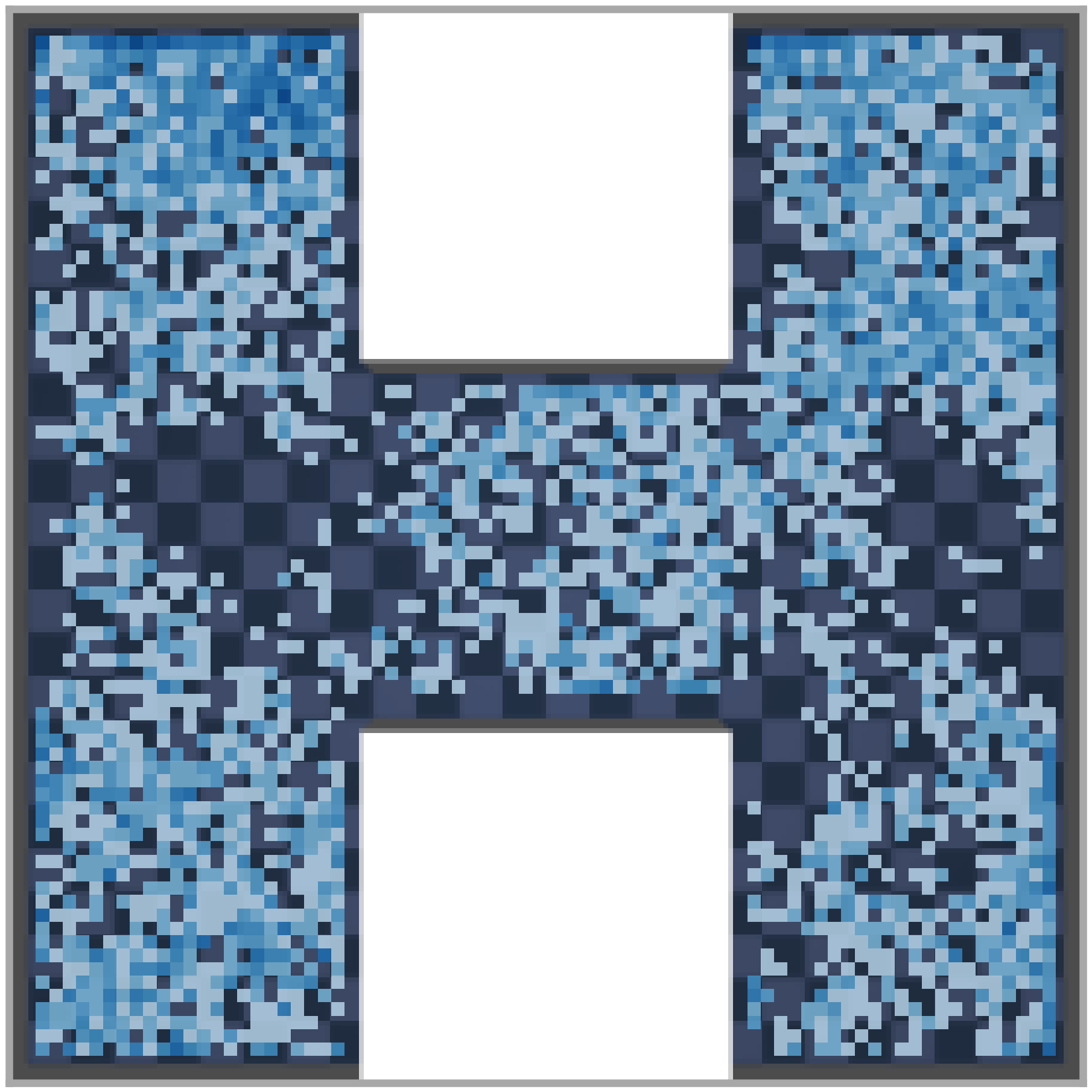 State density of random data collection: dense in the two chambers but rarely crosses the bottleneck